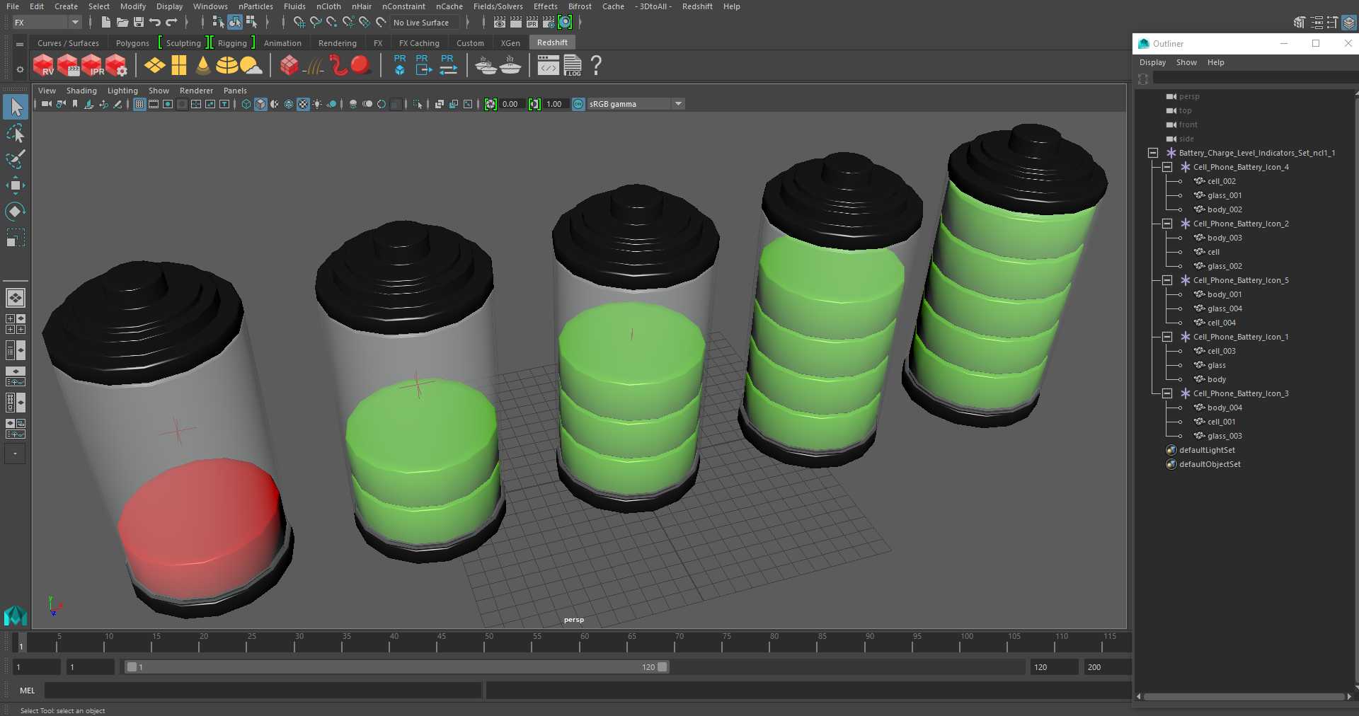 3D model Battery Charge Level Indicators Set