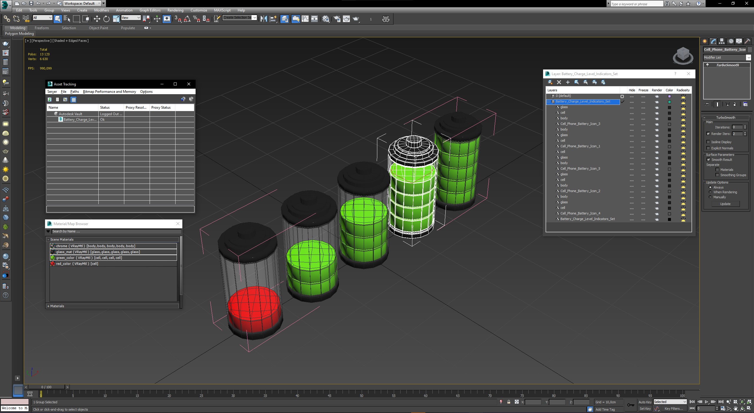 3D model Battery Charge Level Indicators Set
