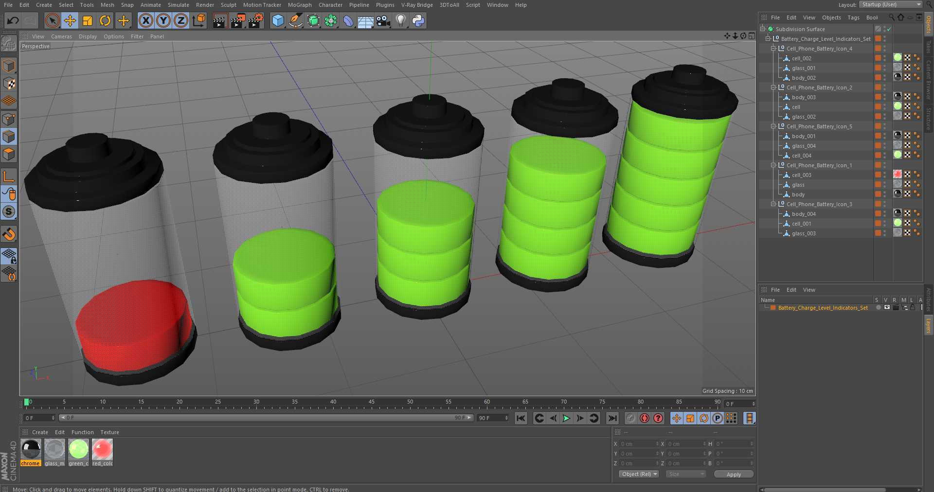 3D model Battery Charge Level Indicators Set