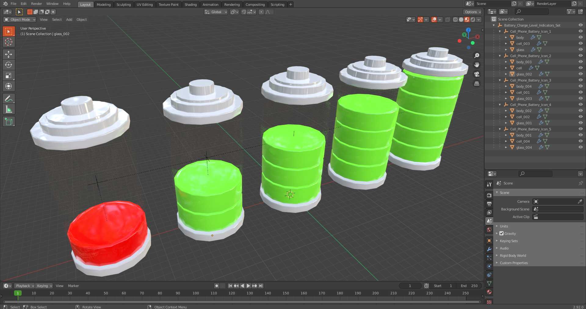 3D model Battery Charge Level Indicators Set