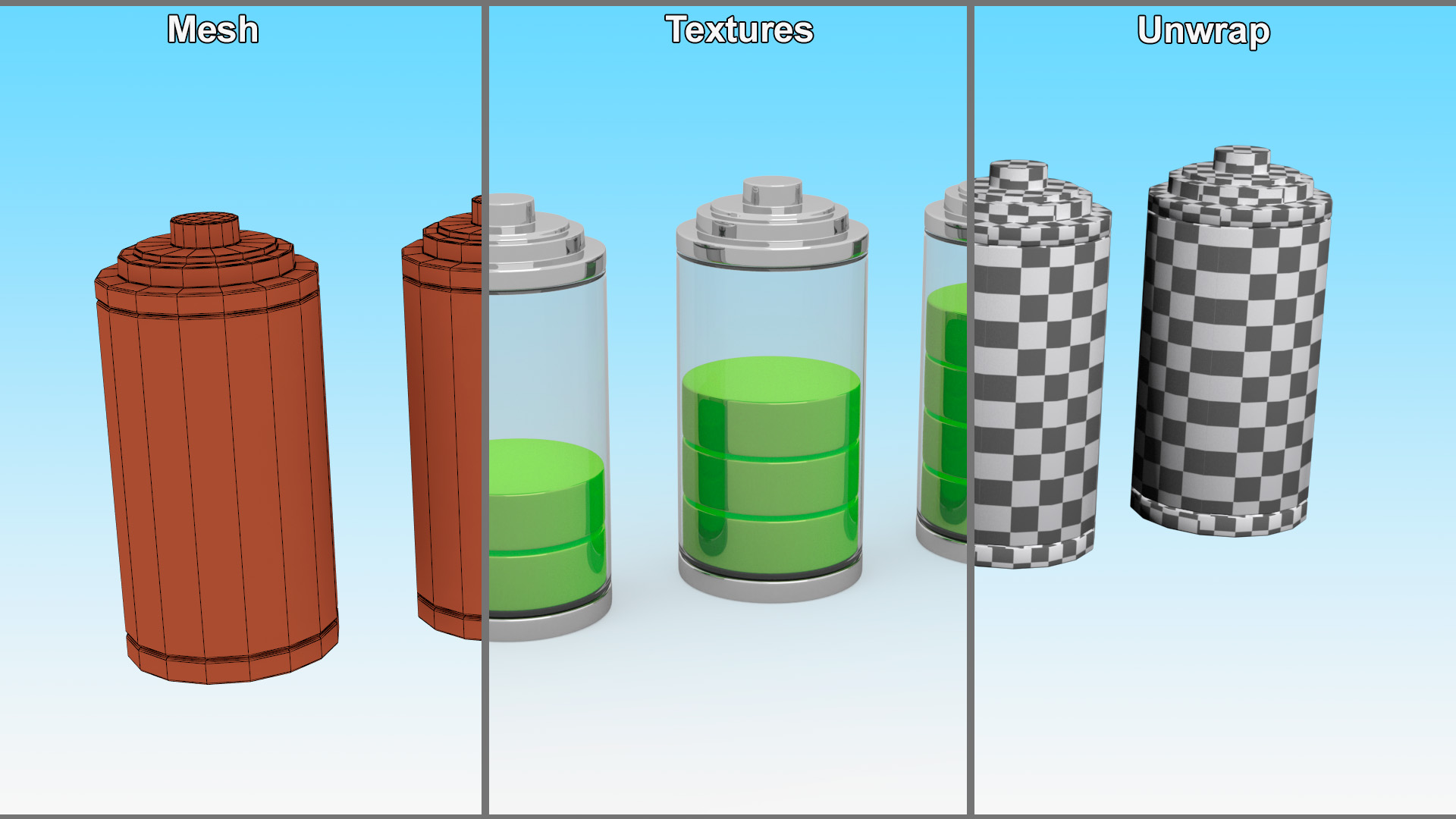 3D model Battery Charge Level Indicators Set