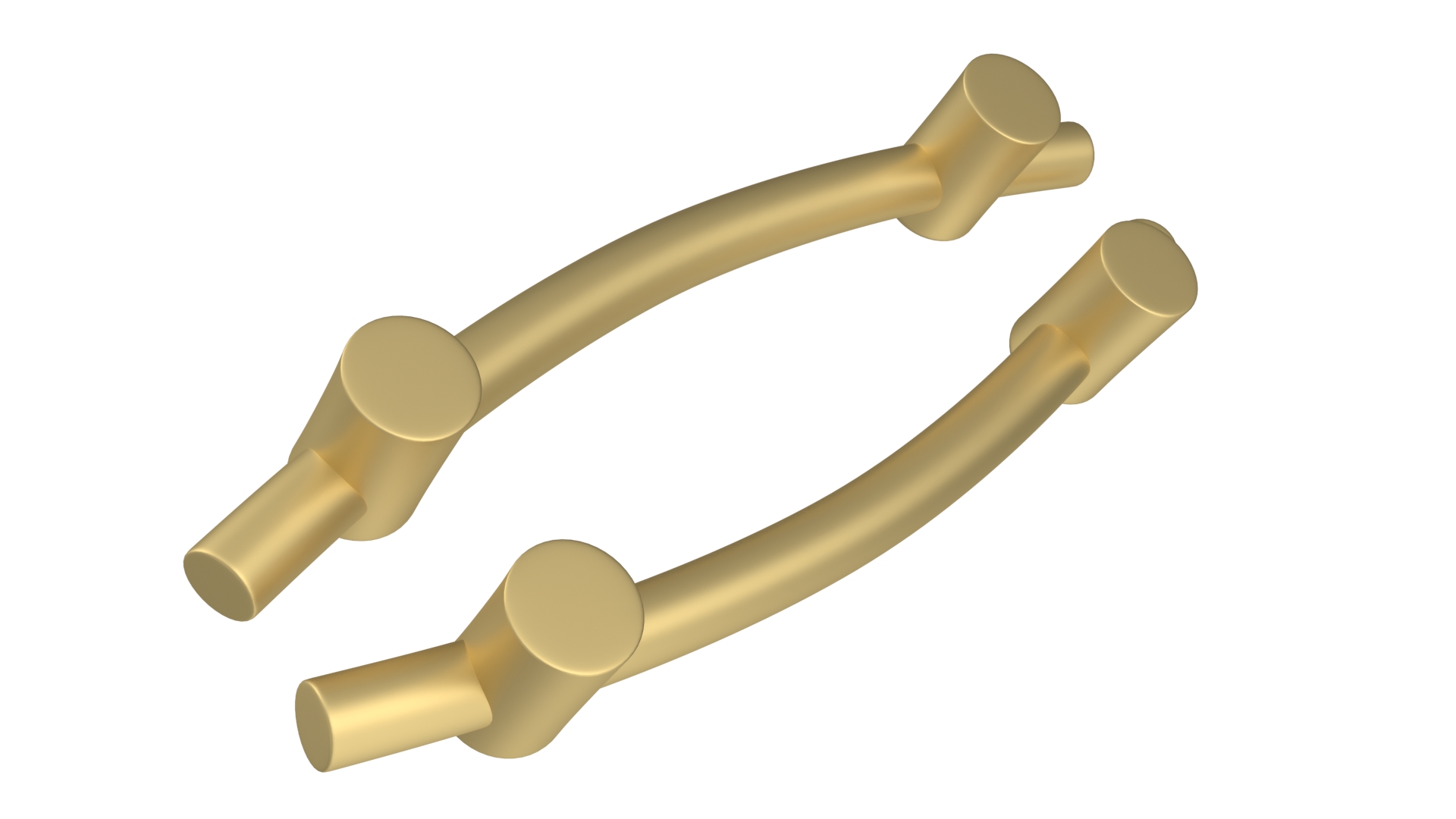 3D Door Handles Thick Oval Gold model