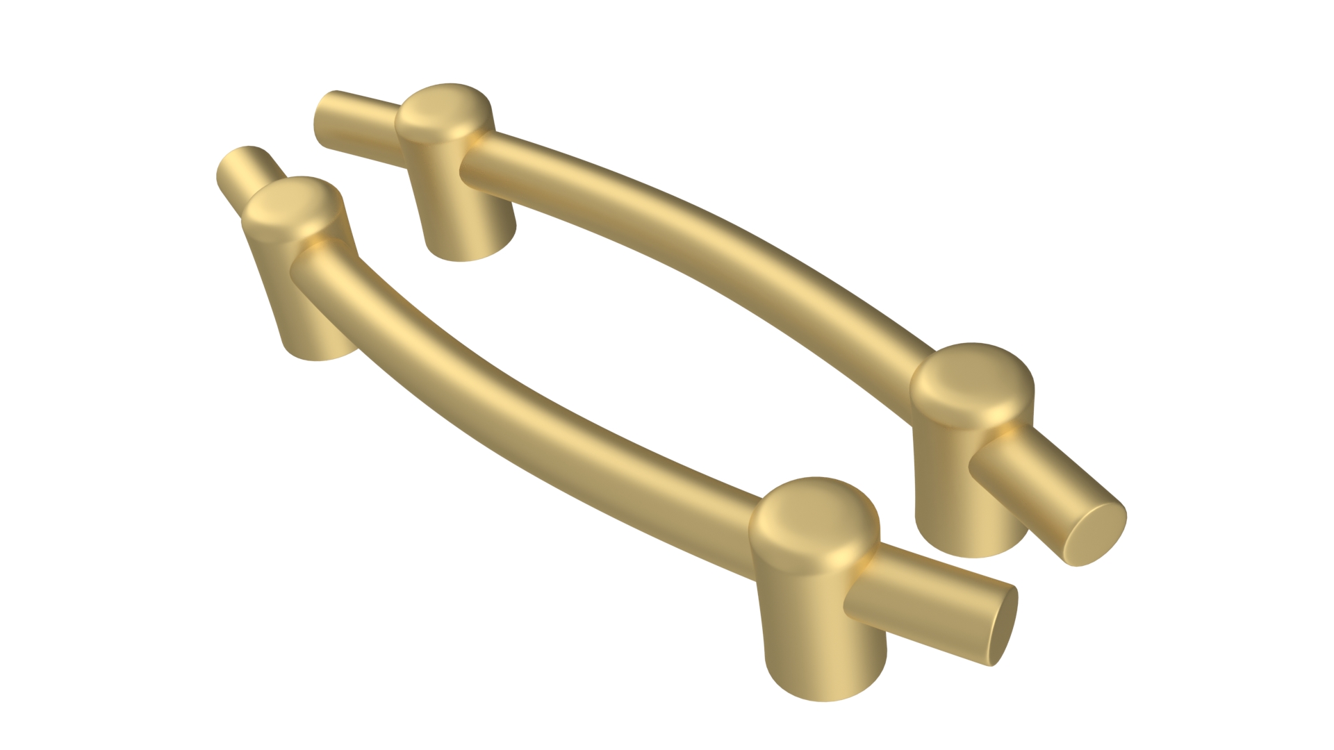 3D Door Handles Thick Oval Gold model