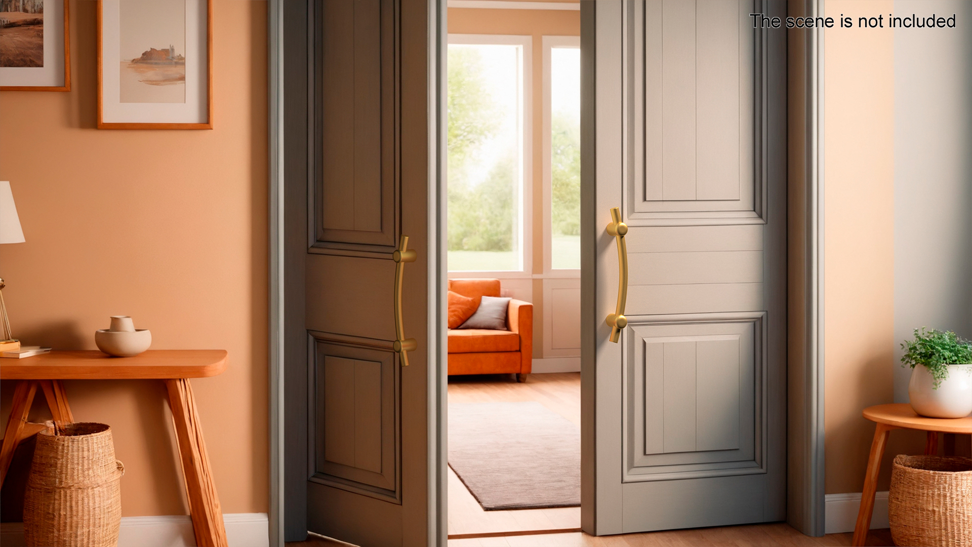 3D Door Handles Thick Oval Gold model