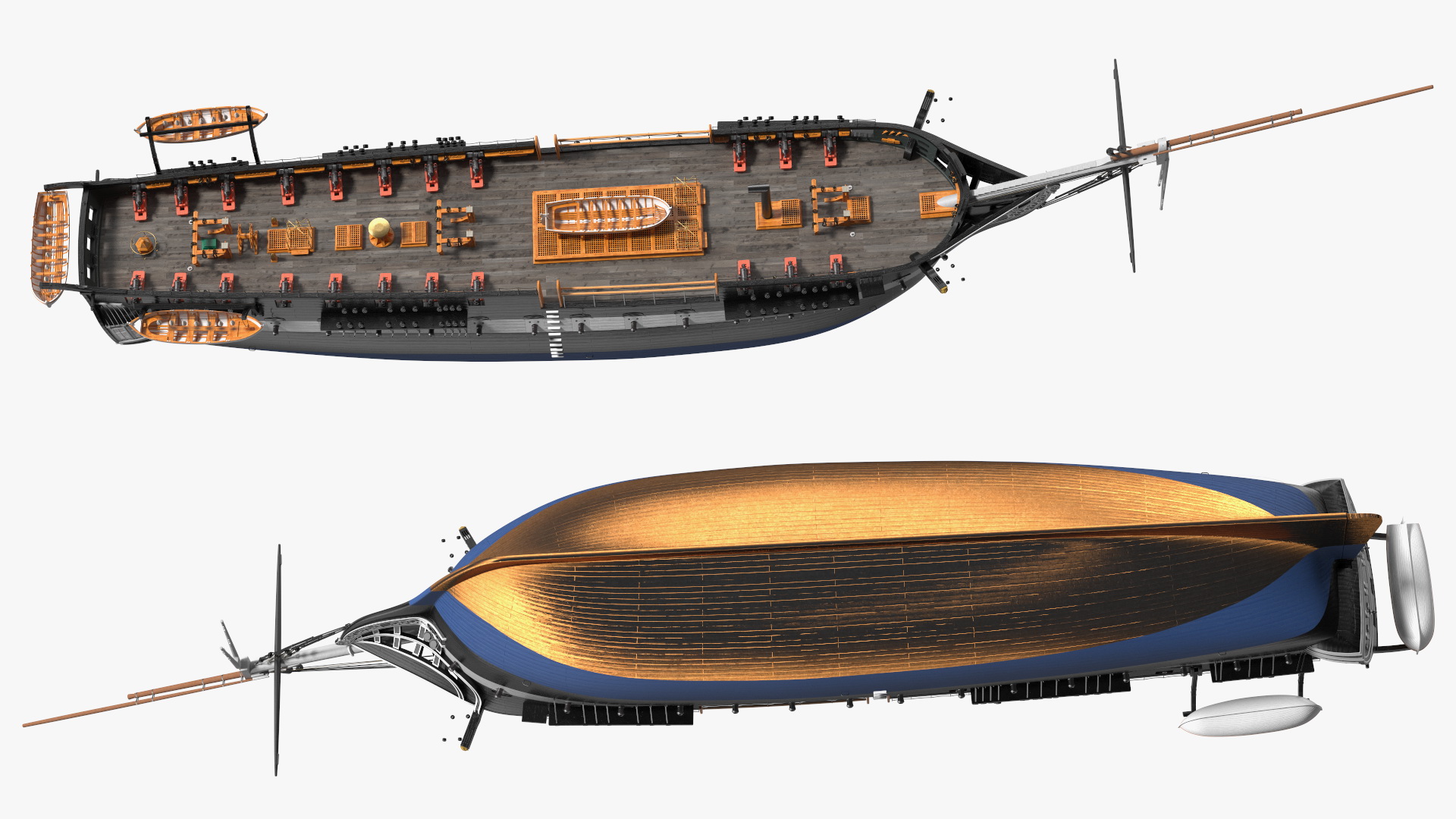 3D Fregat Wooden Hull model