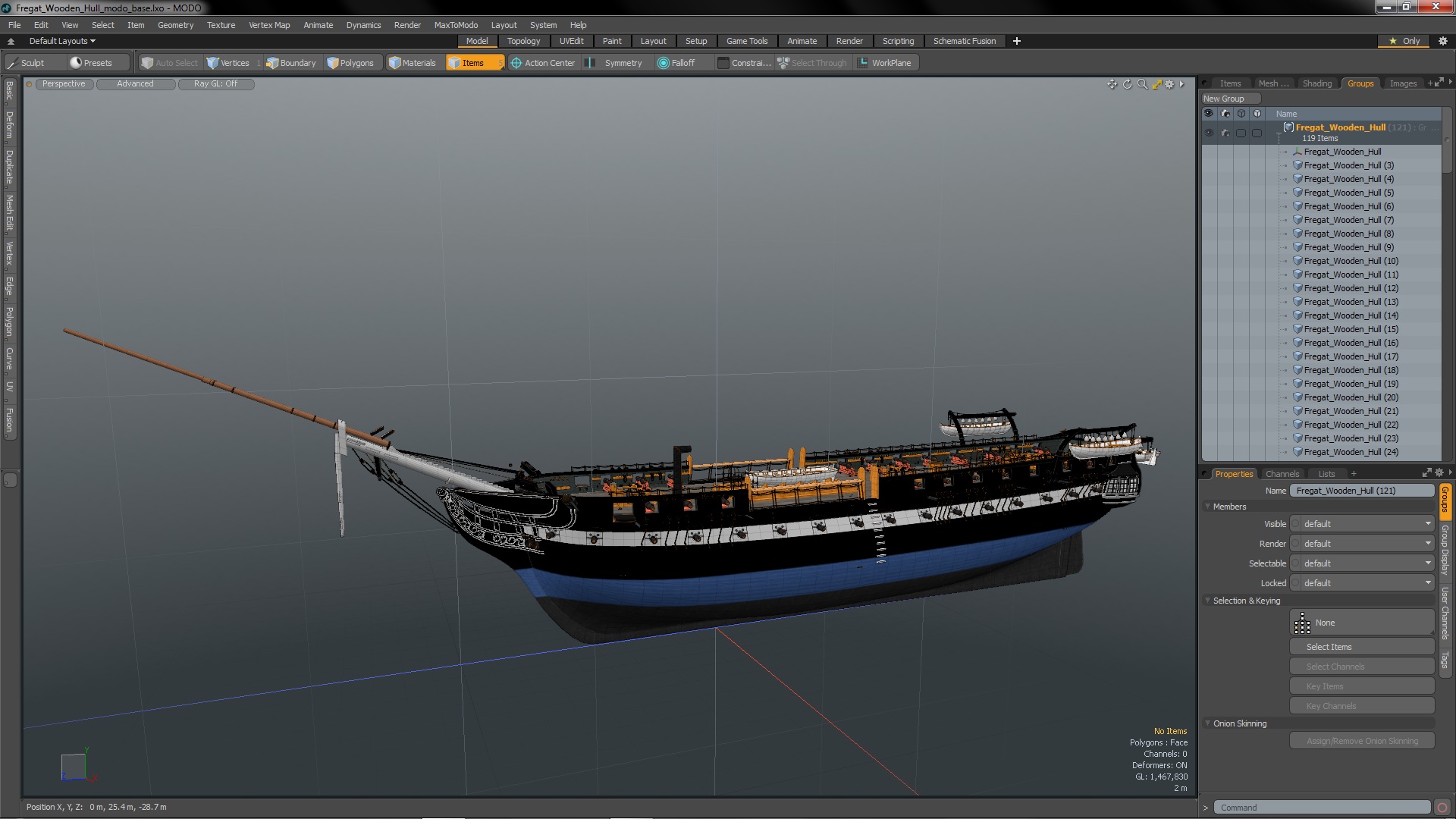 3D Fregat Wooden Hull model