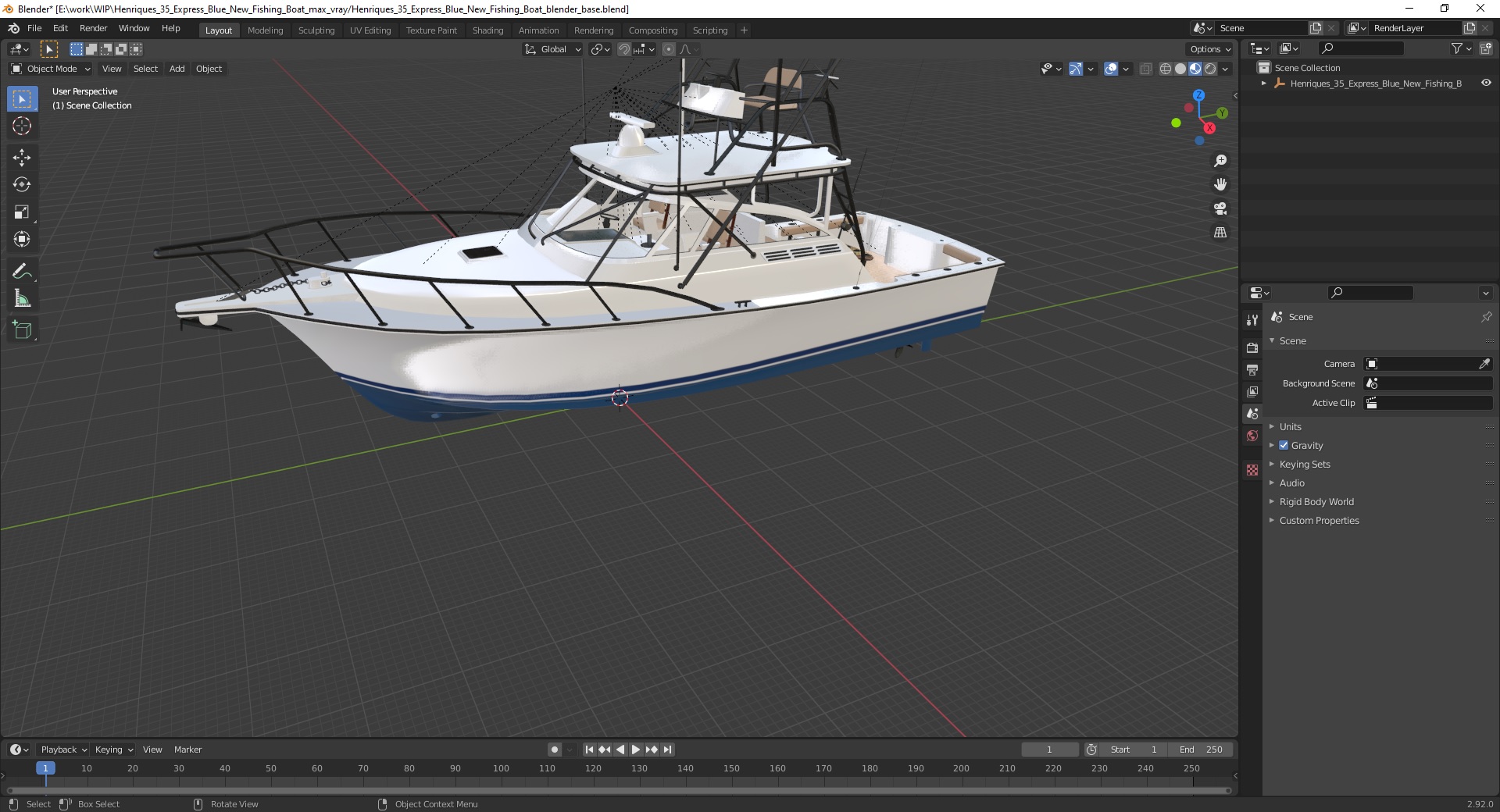 Henriques 35 Express Blue New Fishing Boat 3D
