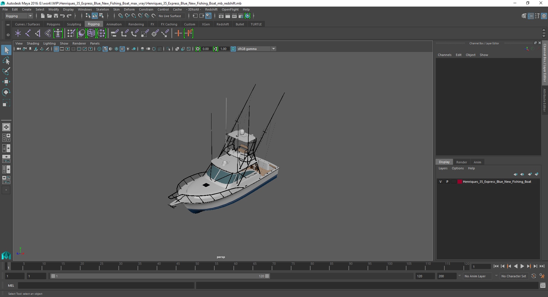 Henriques 35 Express Blue New Fishing Boat 3D