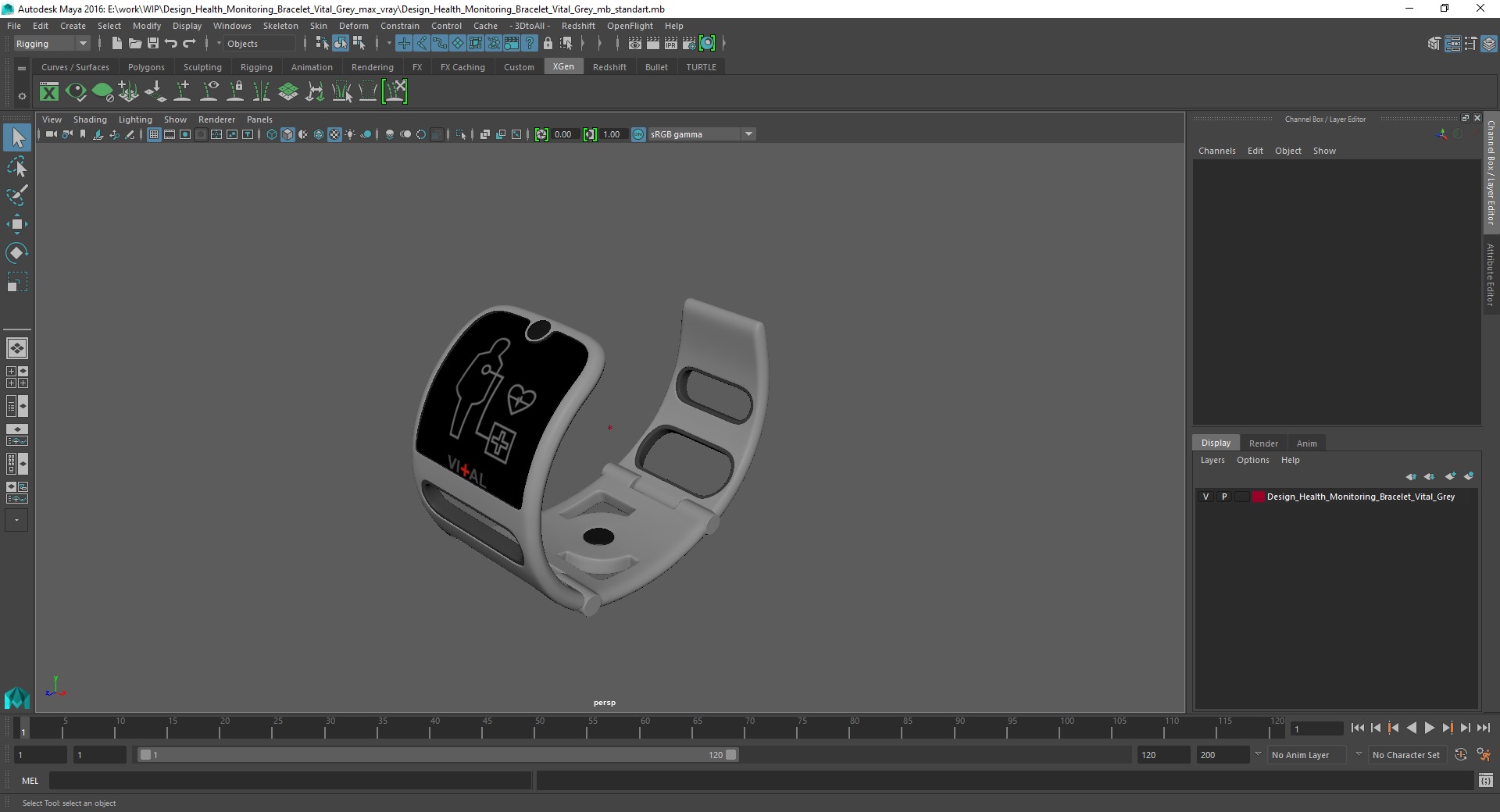 Design Health Monitoring Bracelet Vital Grey 3D model