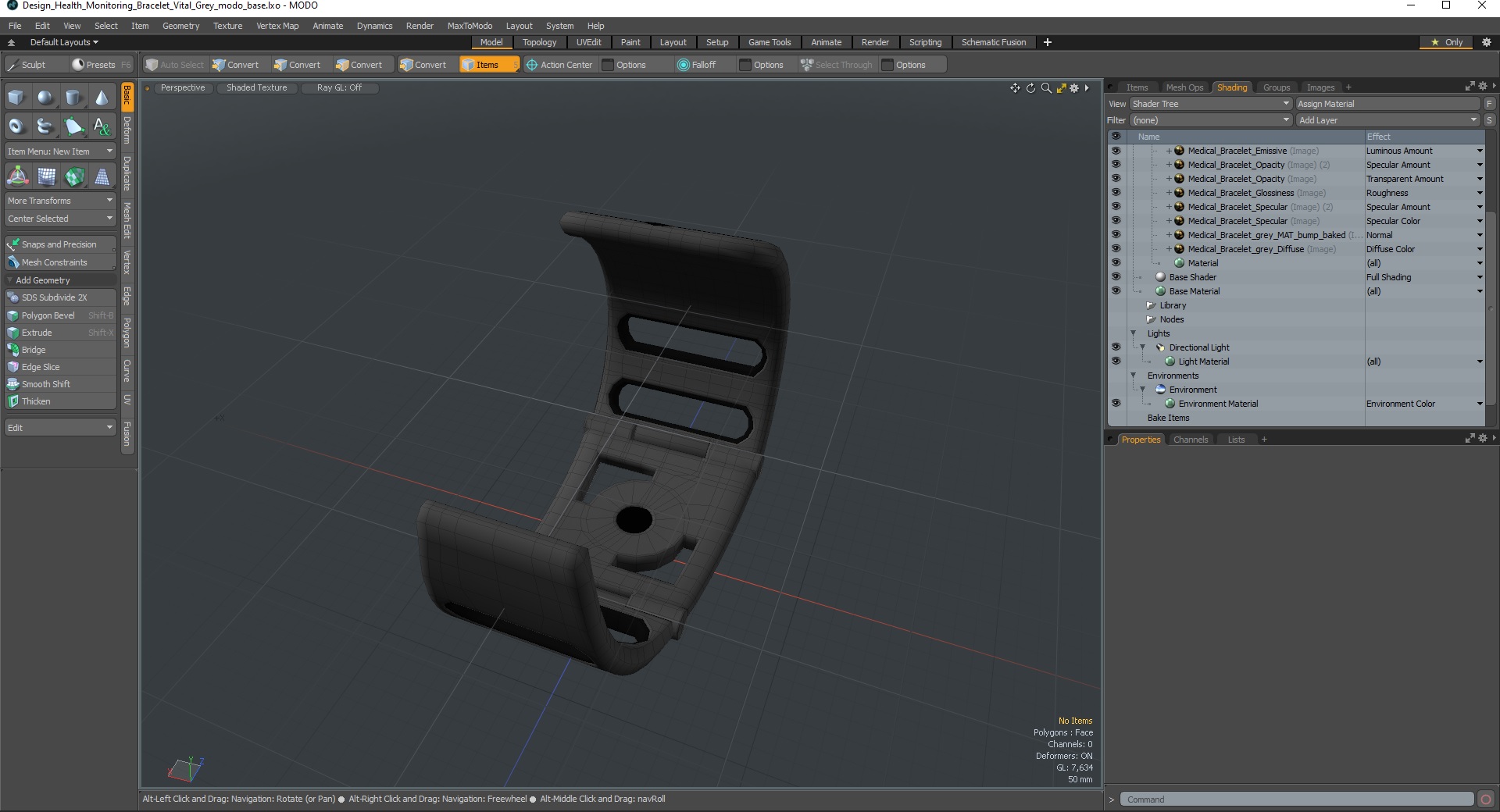 Design Health Monitoring Bracelet Vital Grey 3D model