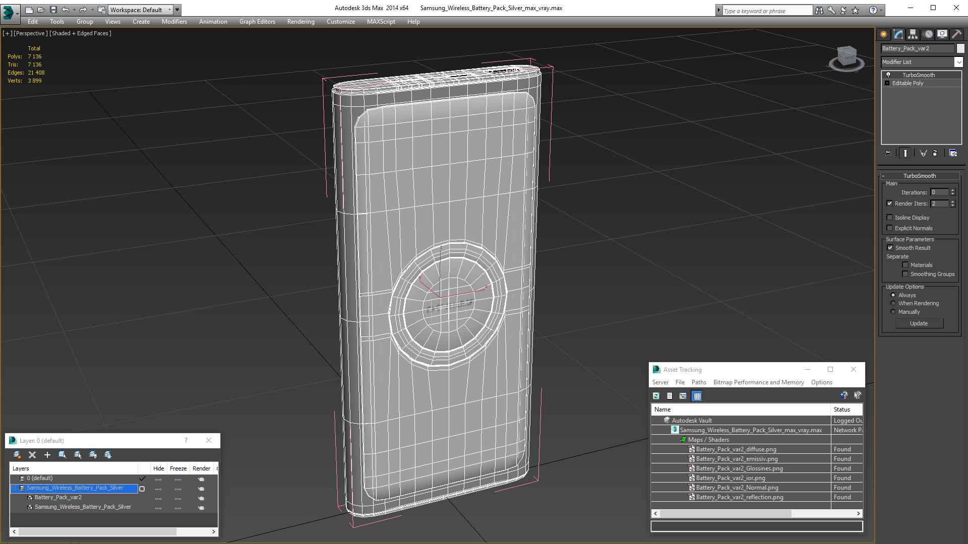 3D Samsung Wireless Battery Pack Silver