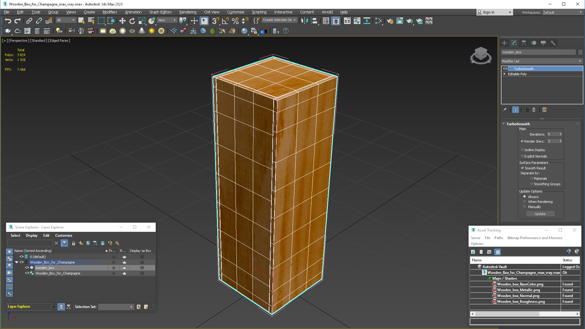 Wooden Box for Champagne 3D model