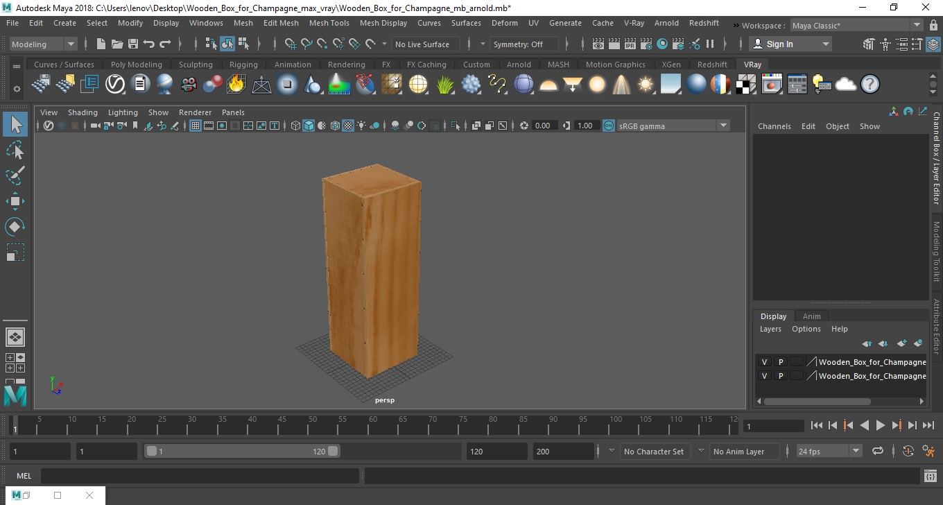 Wooden Box for Champagne 3D model