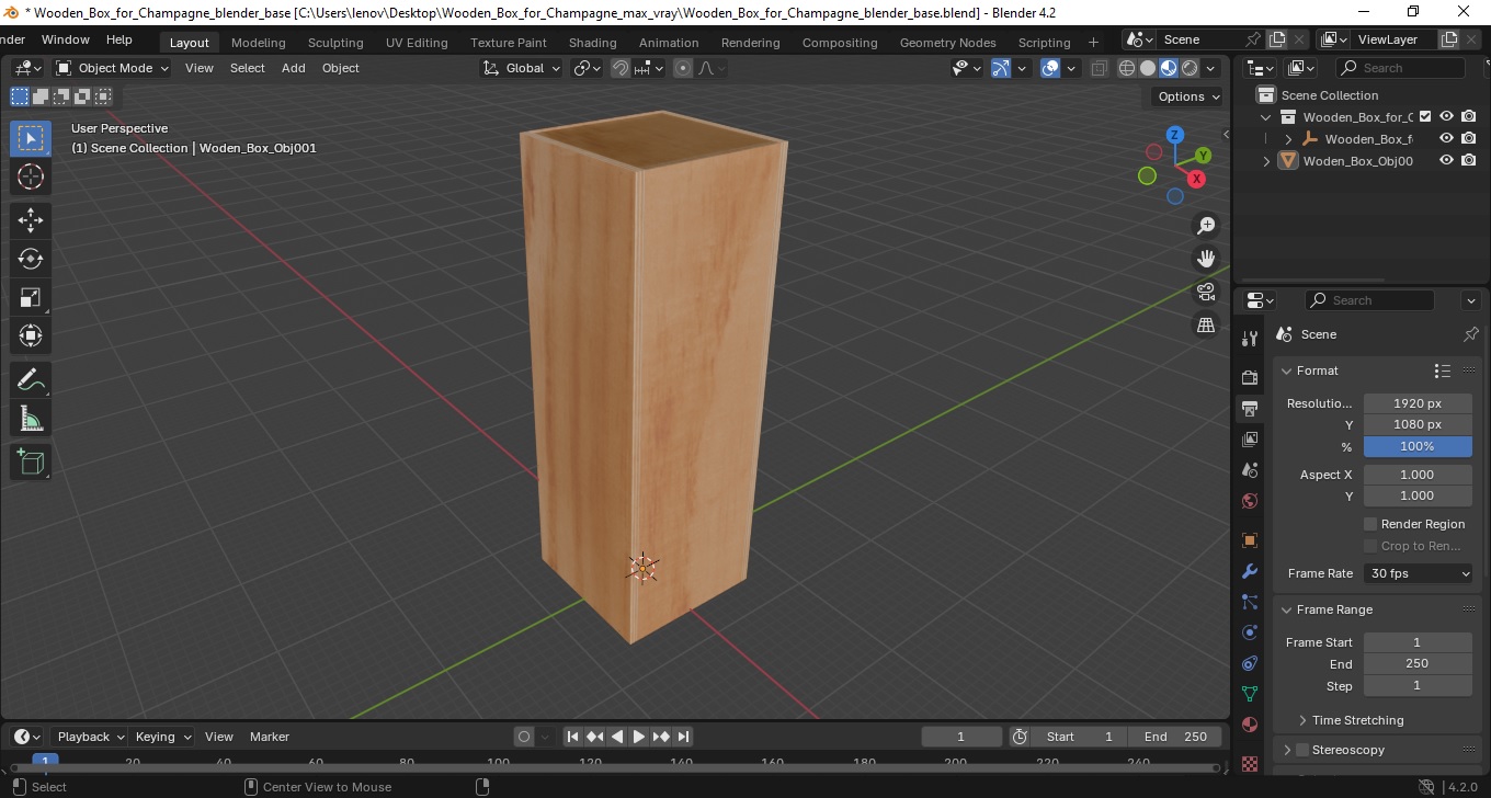 Wooden Box for Champagne 3D model