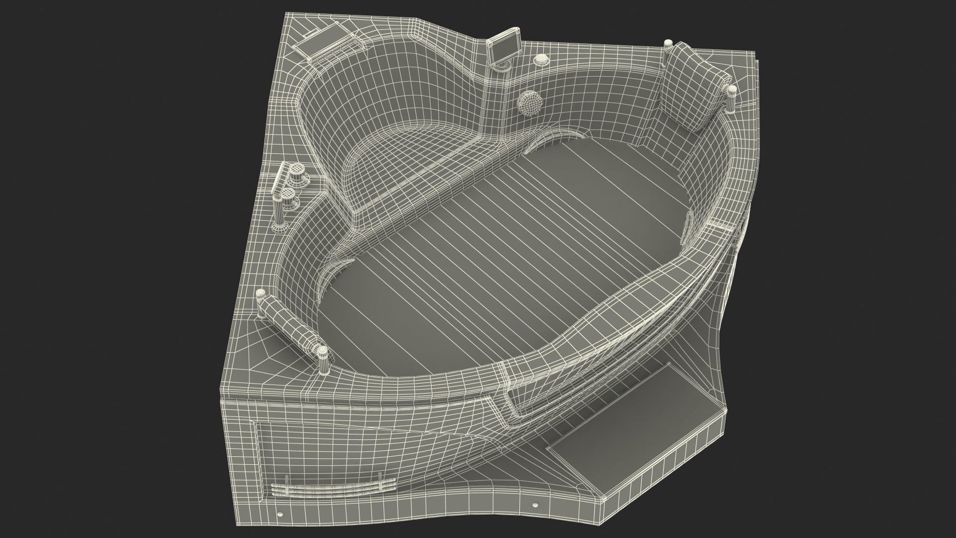 3D model Modern Whirlpool Corner Bathtub with Air Jets