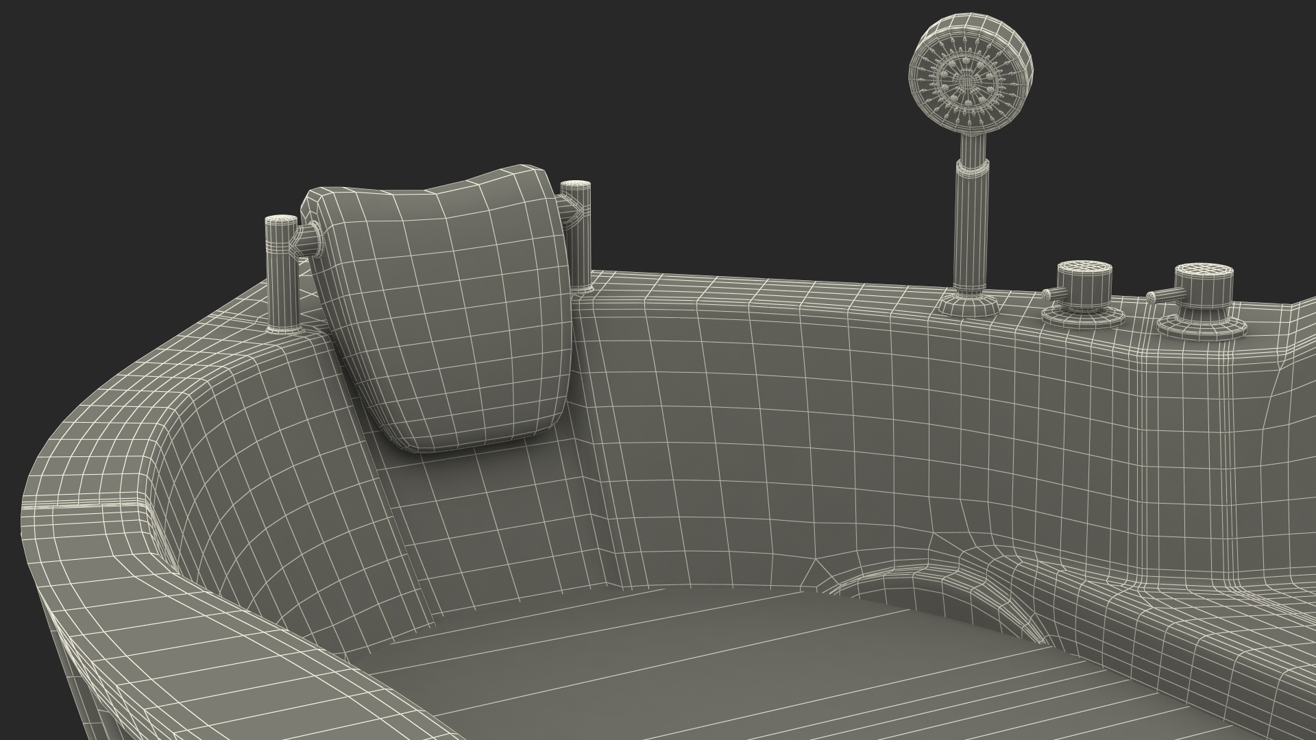 3D model Modern Whirlpool Corner Bathtub with Air Jets