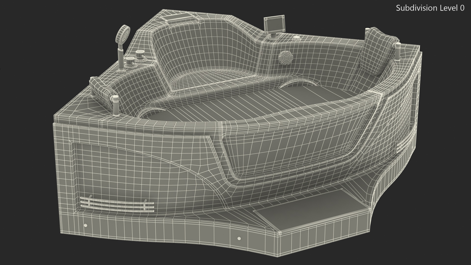3D model Modern Whirlpool Corner Bathtub with Air Jets