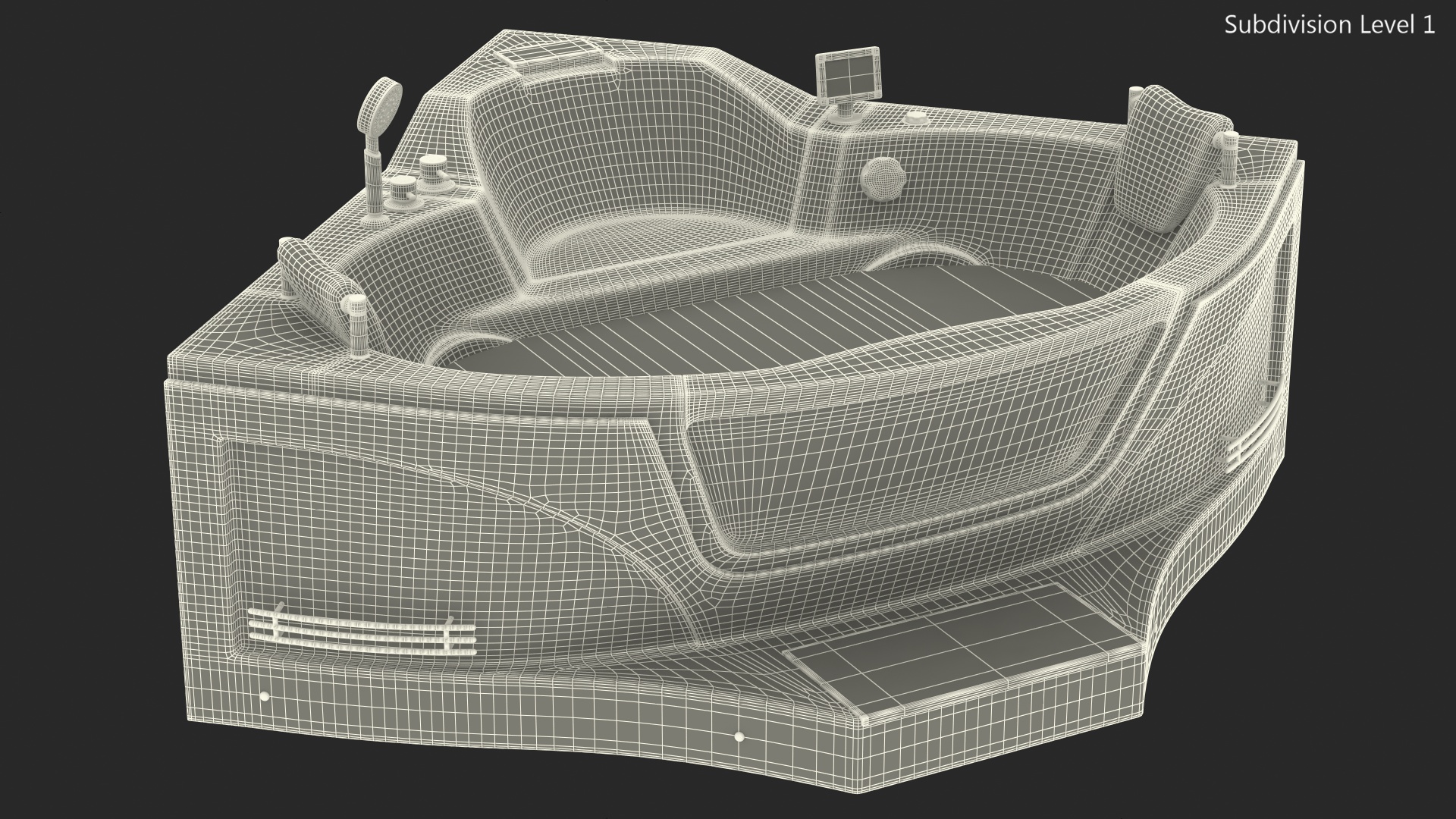 3D model Modern Whirlpool Corner Bathtub with Air Jets