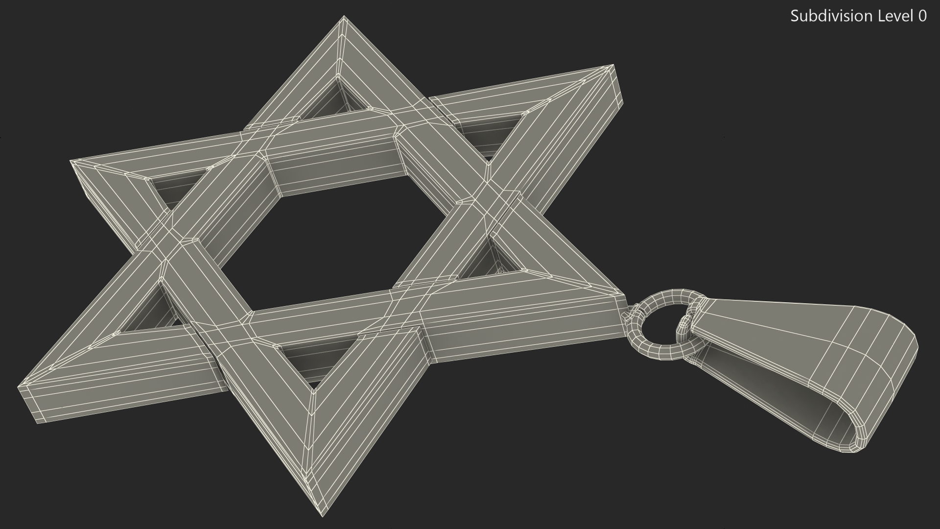 Star of David Necklace Gold 3D