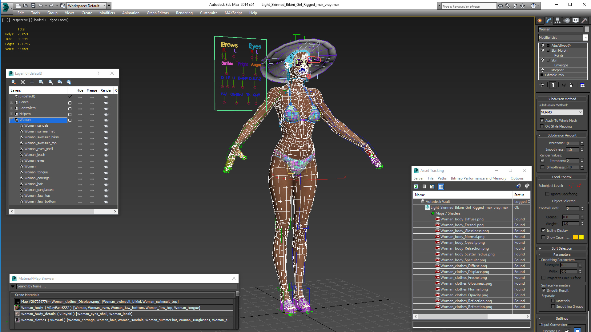 Light Skinned Bikini Girl Rigged 3D