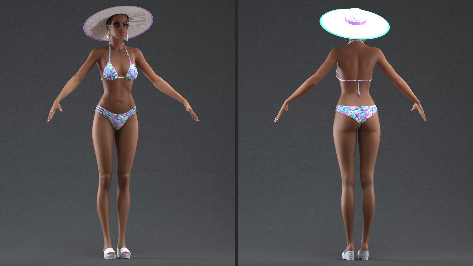 Light Skinned Bikini Girl Rigged 3D