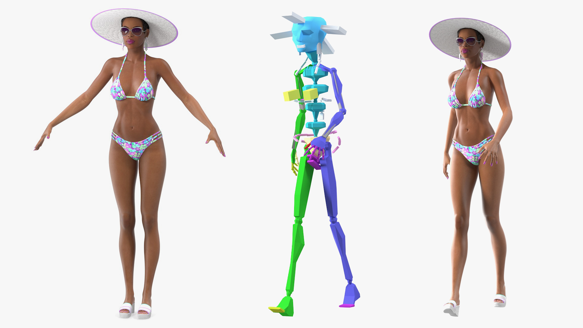 Light Skinned Bikini Girl Rigged 3D