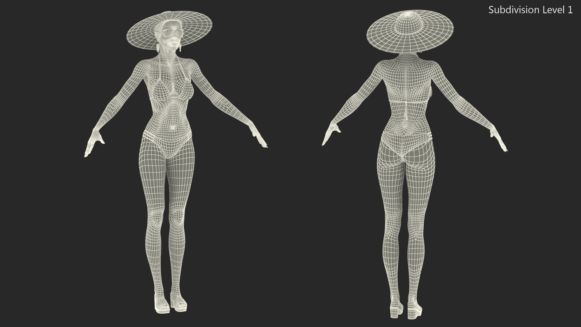 Light Skinned Bikini Girl Rigged 3D