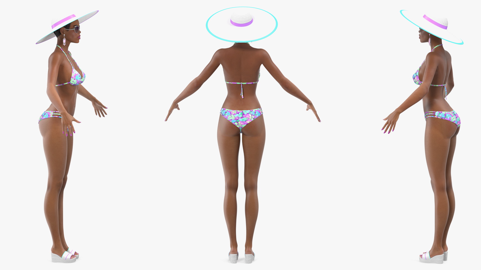 Light Skinned Bikini Girl Rigged 3D