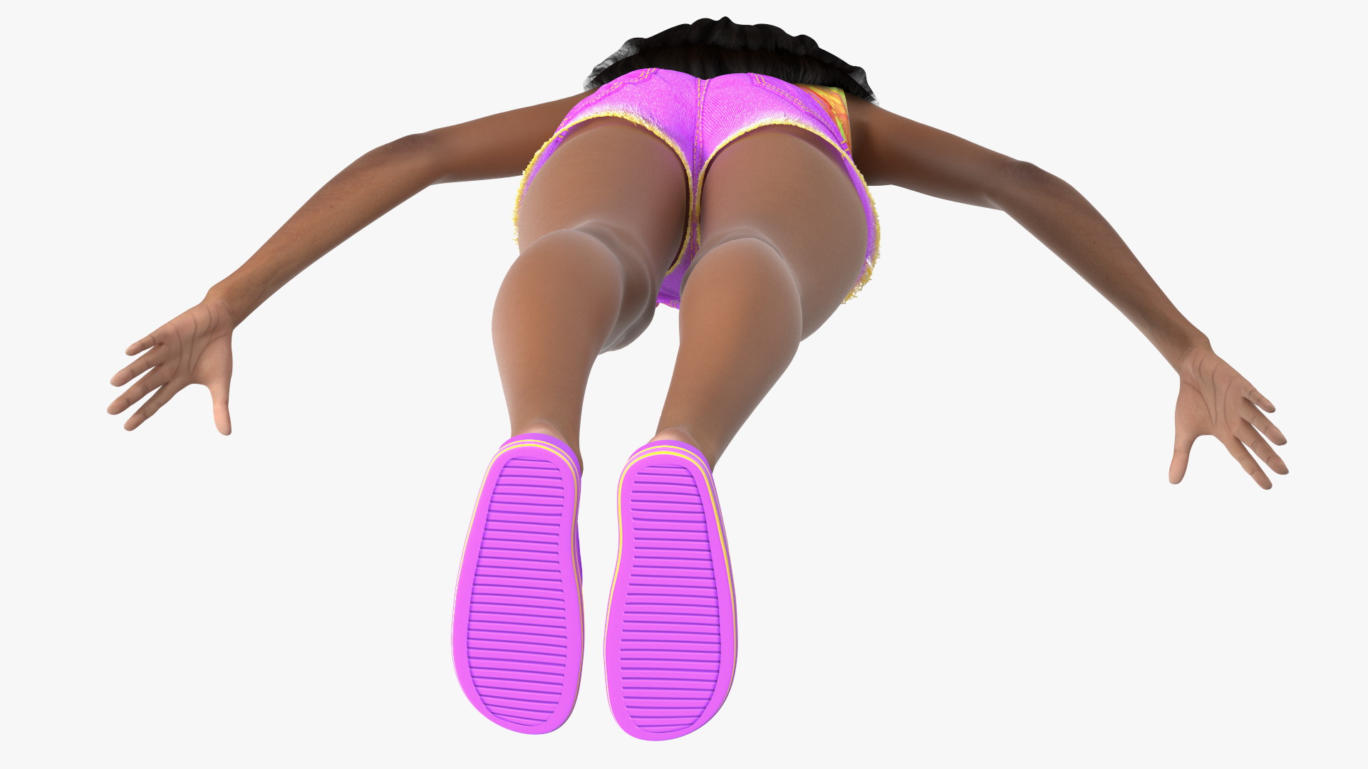 Beach Style Young Light Skin Black Woman T Pose 3D