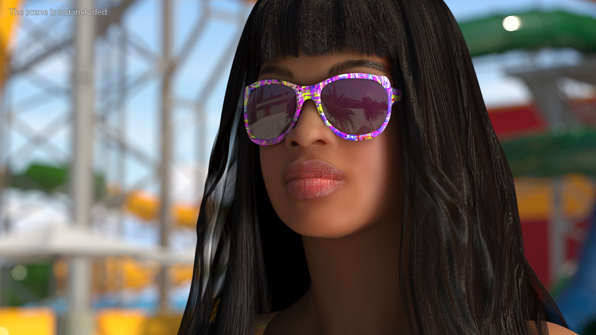 Beach Style Young Light Skin Black Woman T Pose 3D
