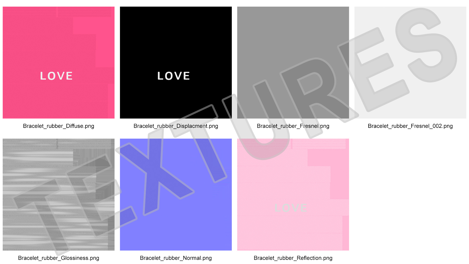 3D Love Silicone Wristband model