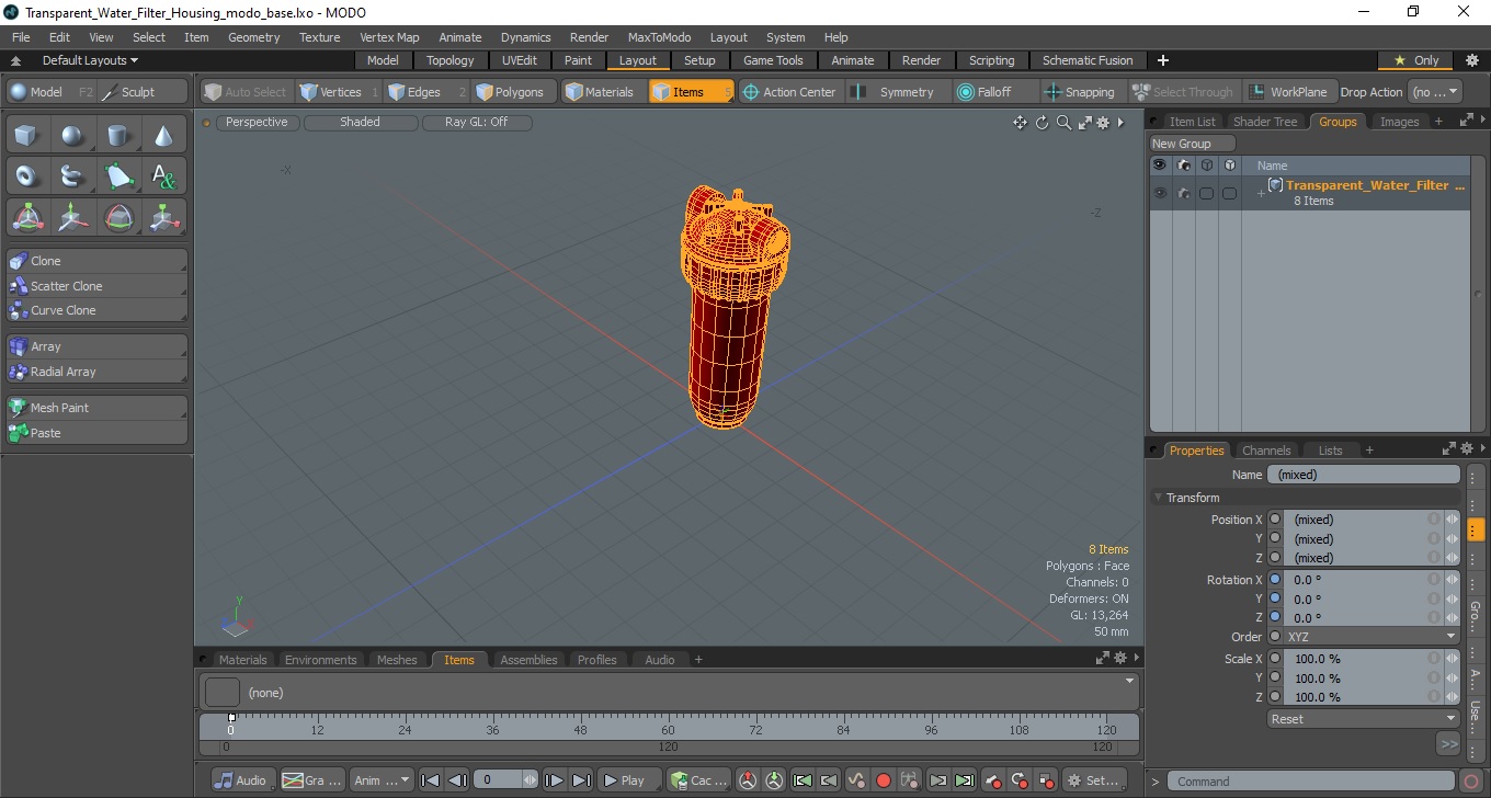 Transparent Water Filter Housing 3D
