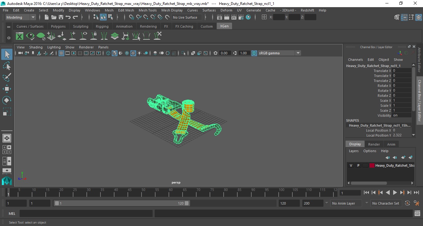 Heavy Duty Ratchet Strap 3D model