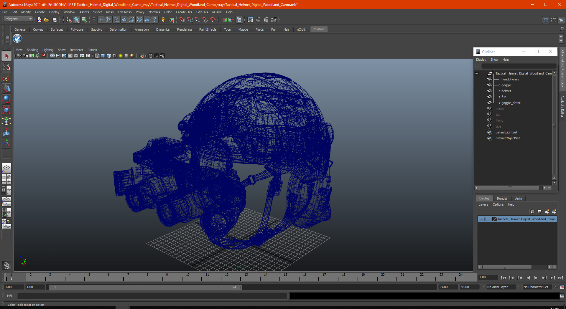Tactical Helmet Digital Woodland Camo 3D