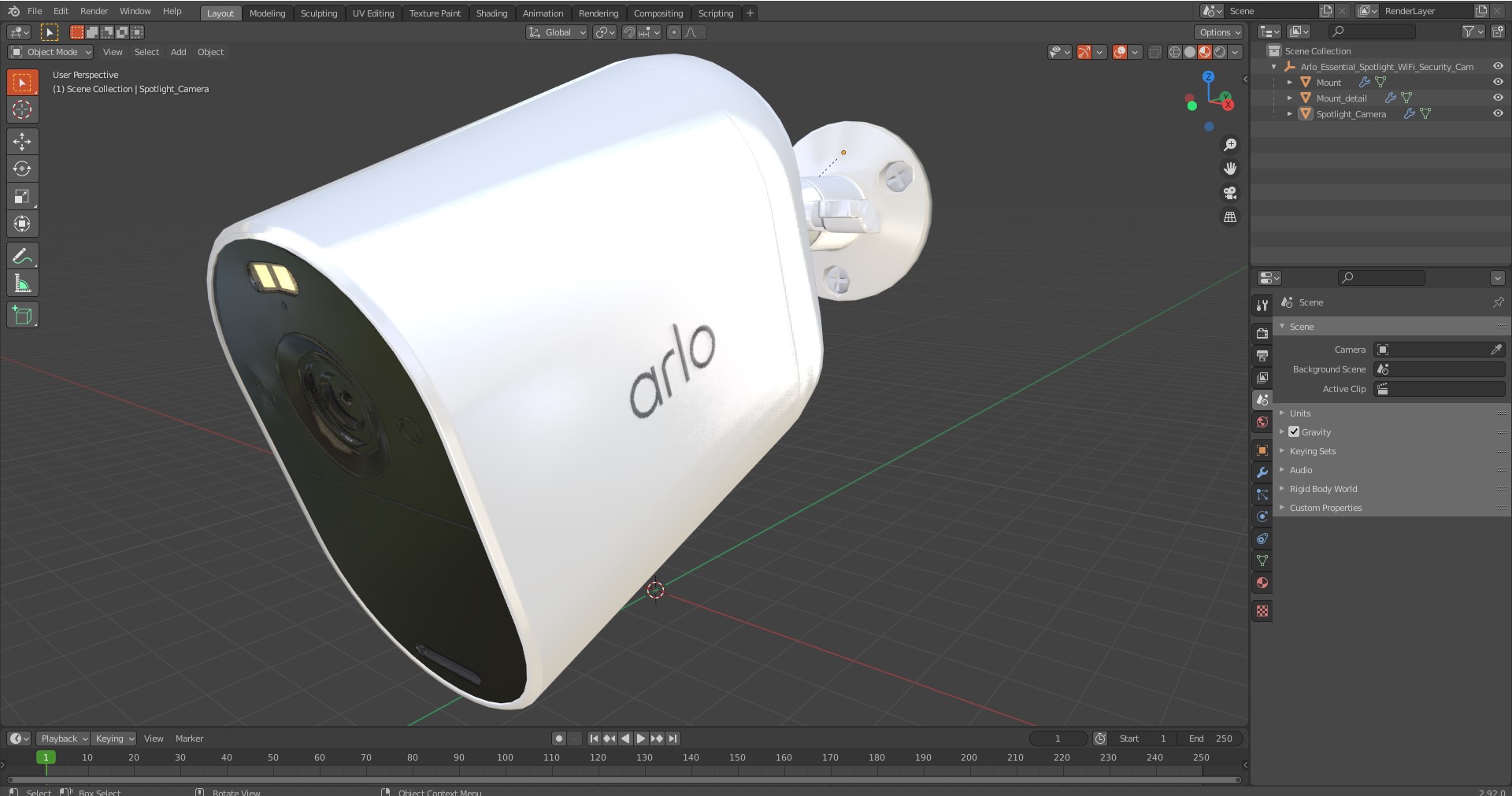 3D Arlo Essential Spotlight WiFi Security Camera White