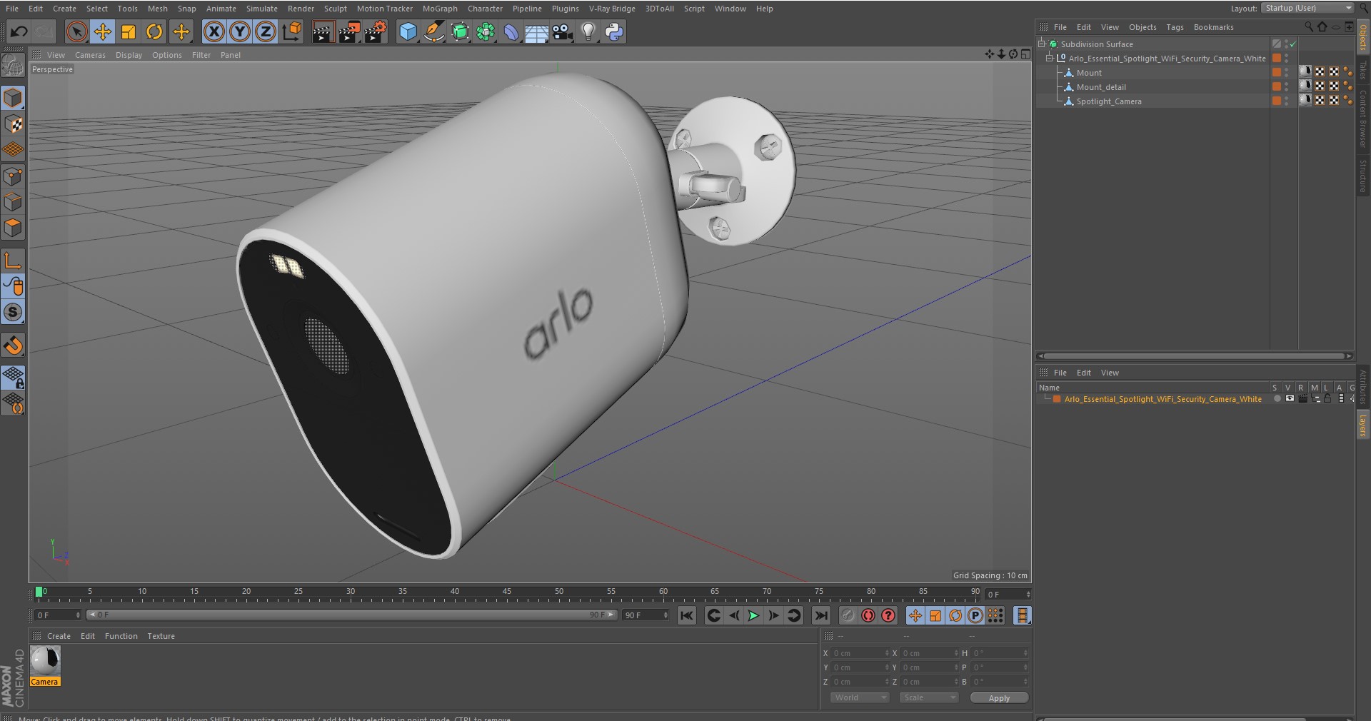 3D Arlo Essential Spotlight WiFi Security Camera White