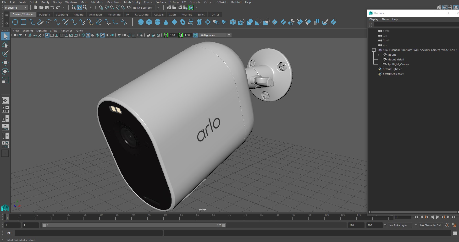 3D Arlo Essential Spotlight WiFi Security Camera White