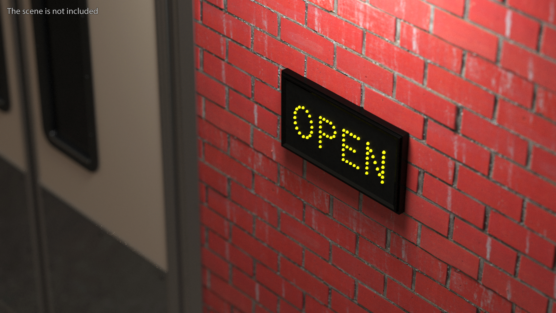 Rectangle Yellow LED Business Sign Open ON 3D