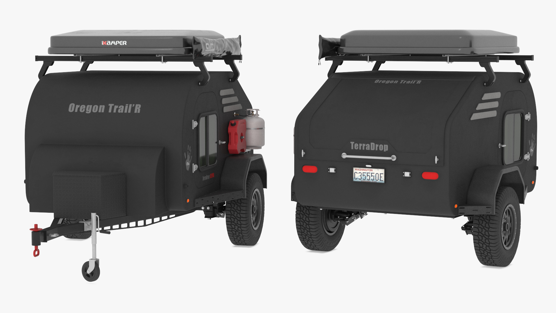 Black Trailer Teardrop Lights On 3D