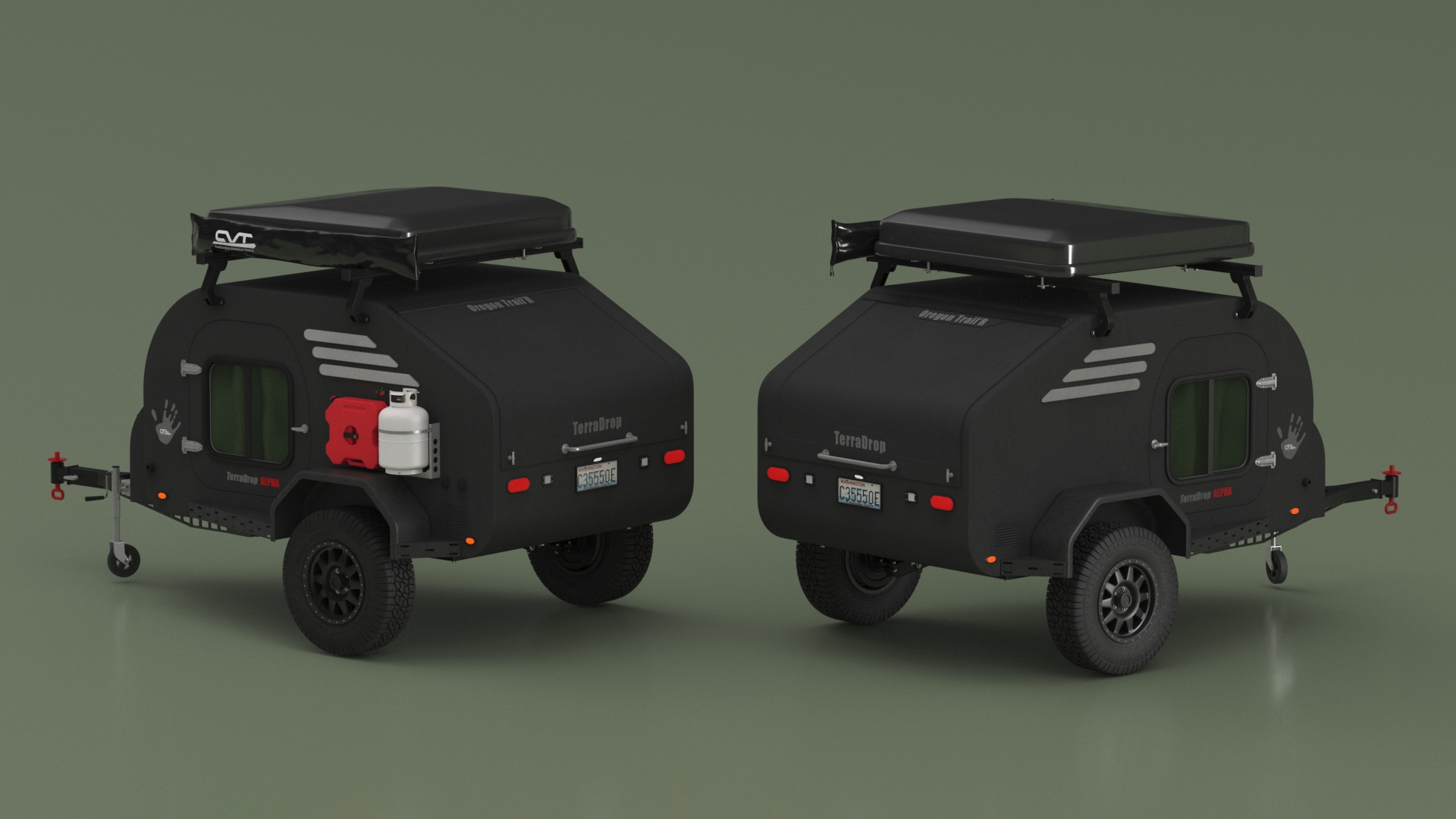 Black Trailer Teardrop Lights On 3D