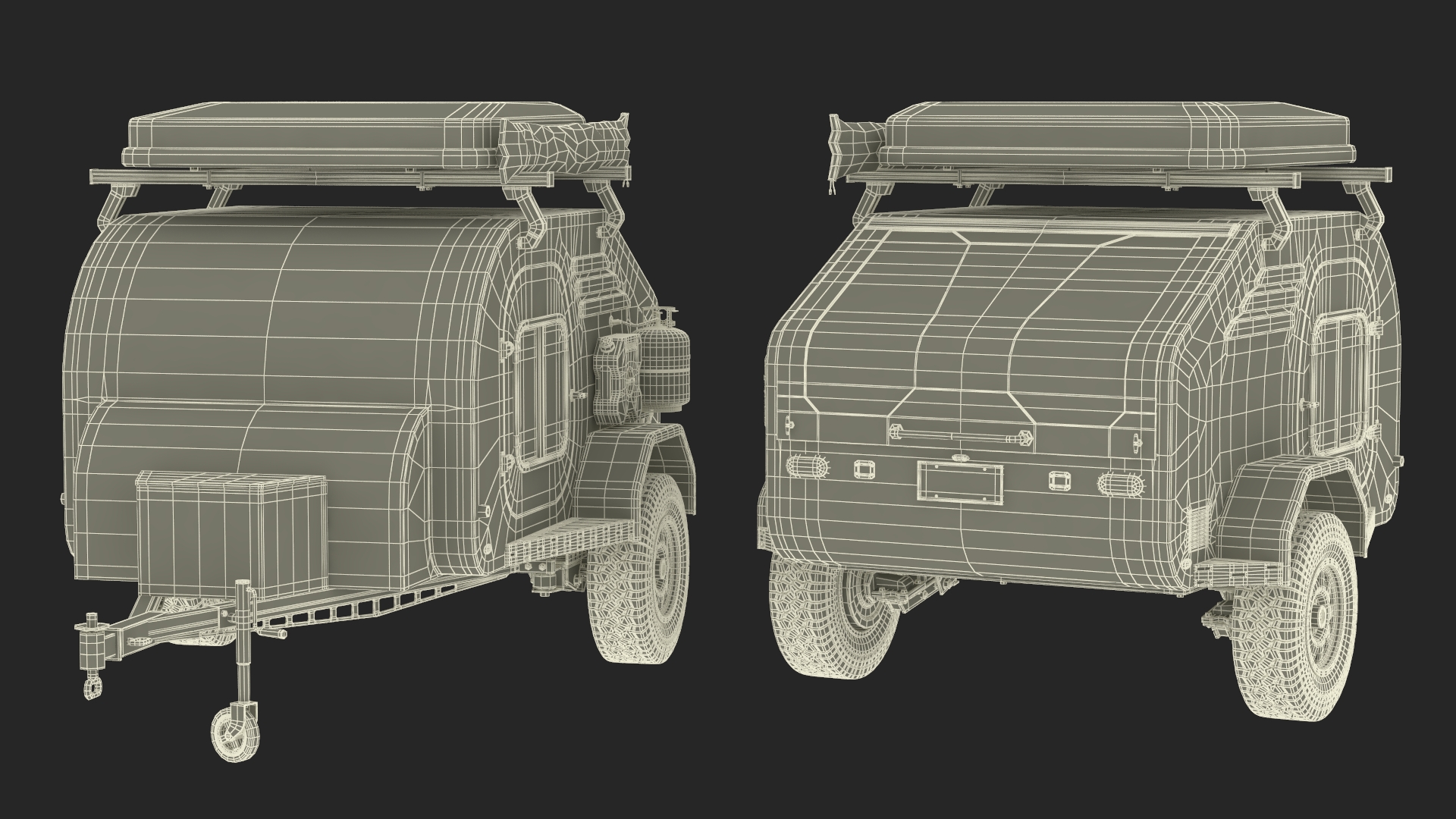 Black Trailer Teardrop Lights On 3D