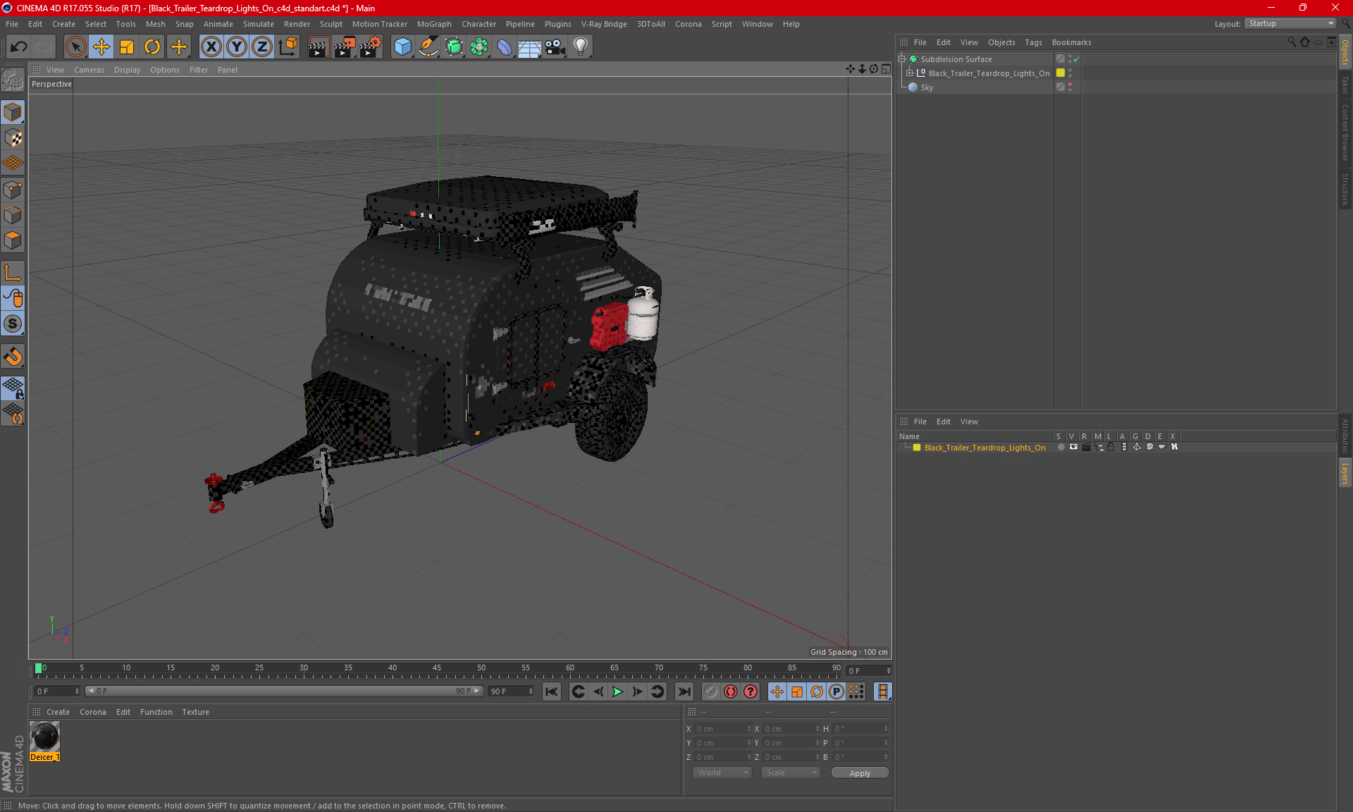 Black Trailer Teardrop Lights On 3D