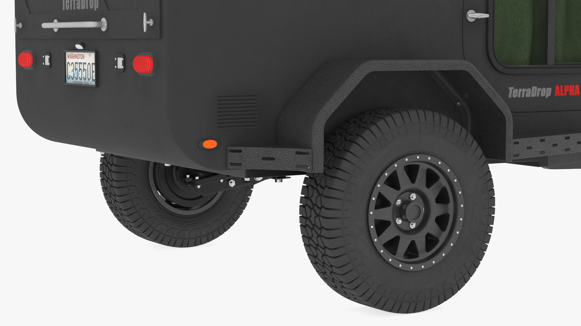 Black Trailer Teardrop Lights On 3D