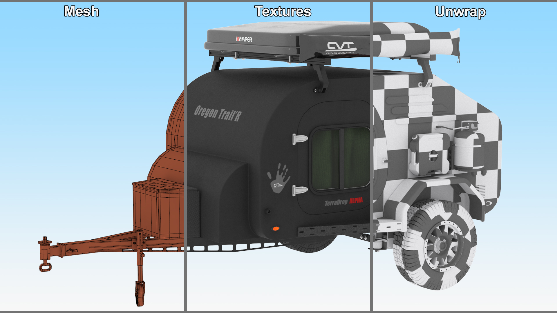 Black Trailer Teardrop Lights On 3D
