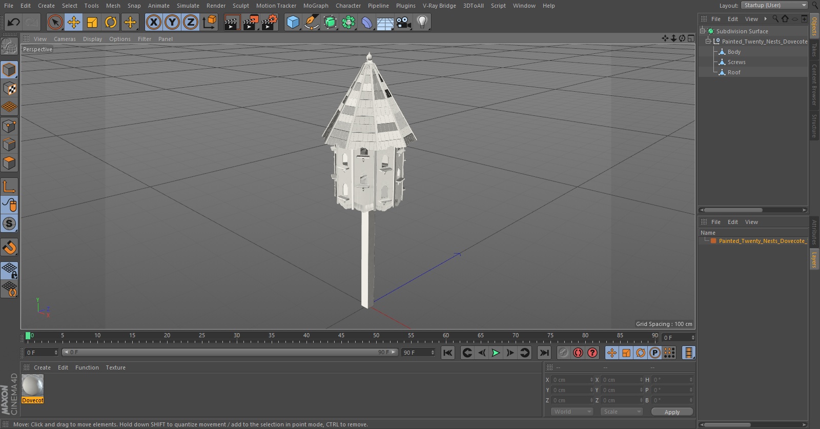 3D model Painted Twenty Nests Dovecote White