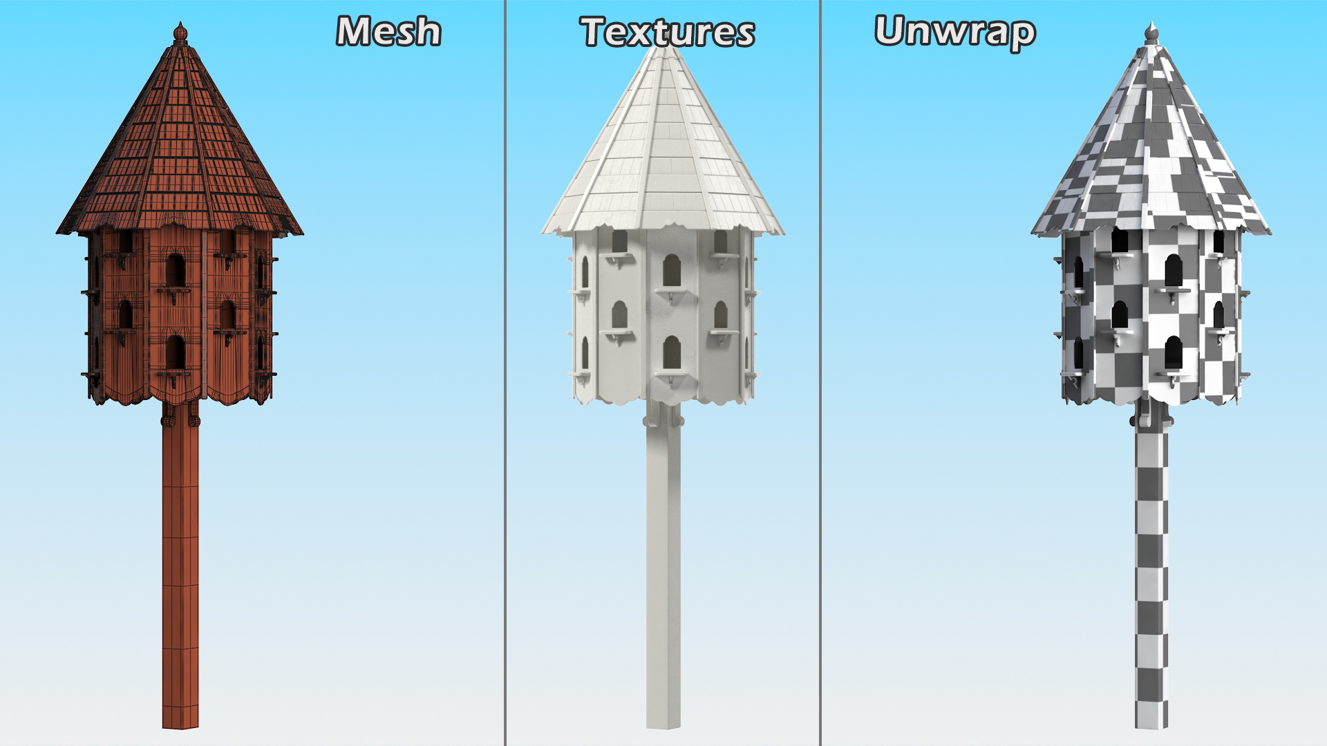 3D model Painted Twenty Nests Dovecote White