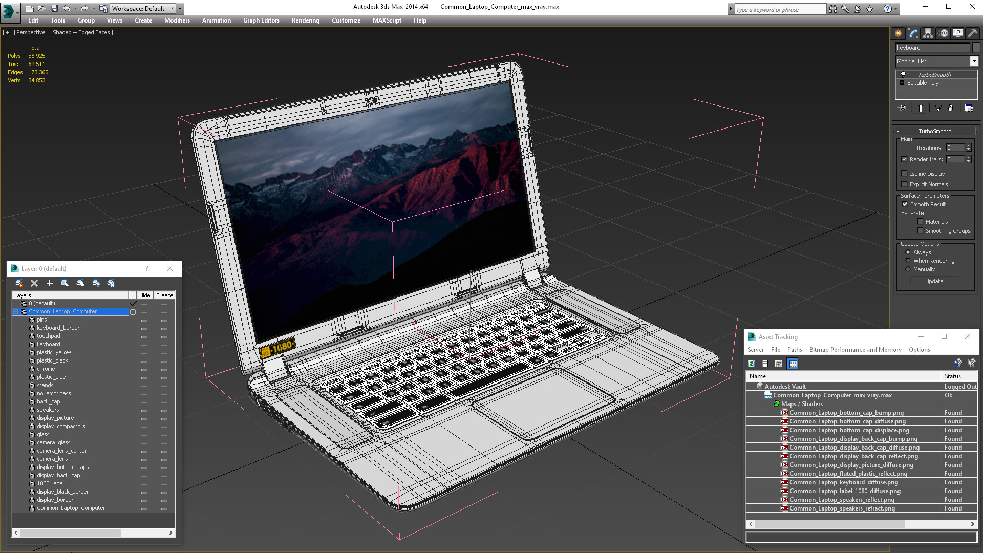 Common Laptop Computer 3D