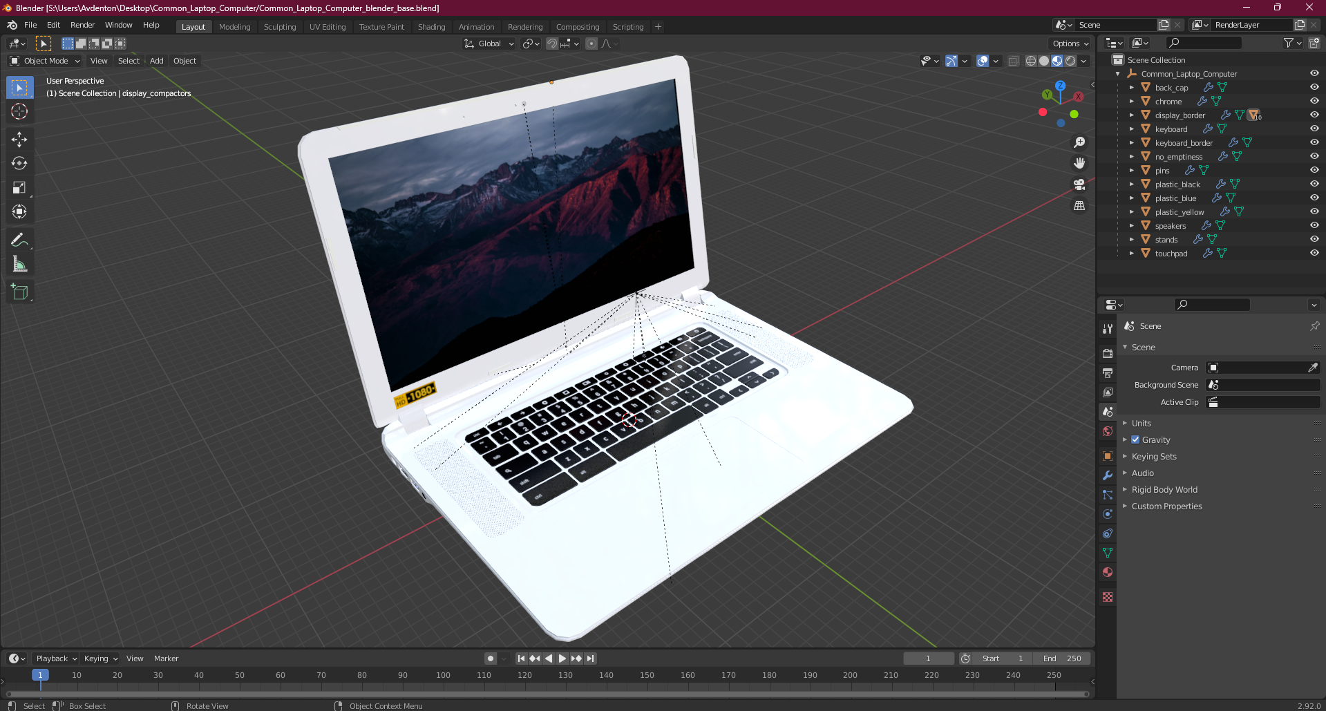 Common Laptop Computer 3D
