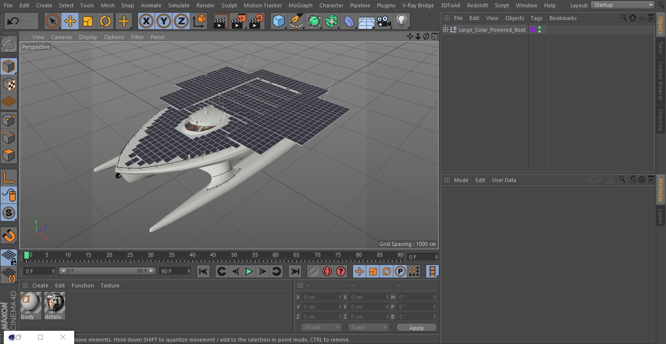 Large Solar Powered Boat 3D model