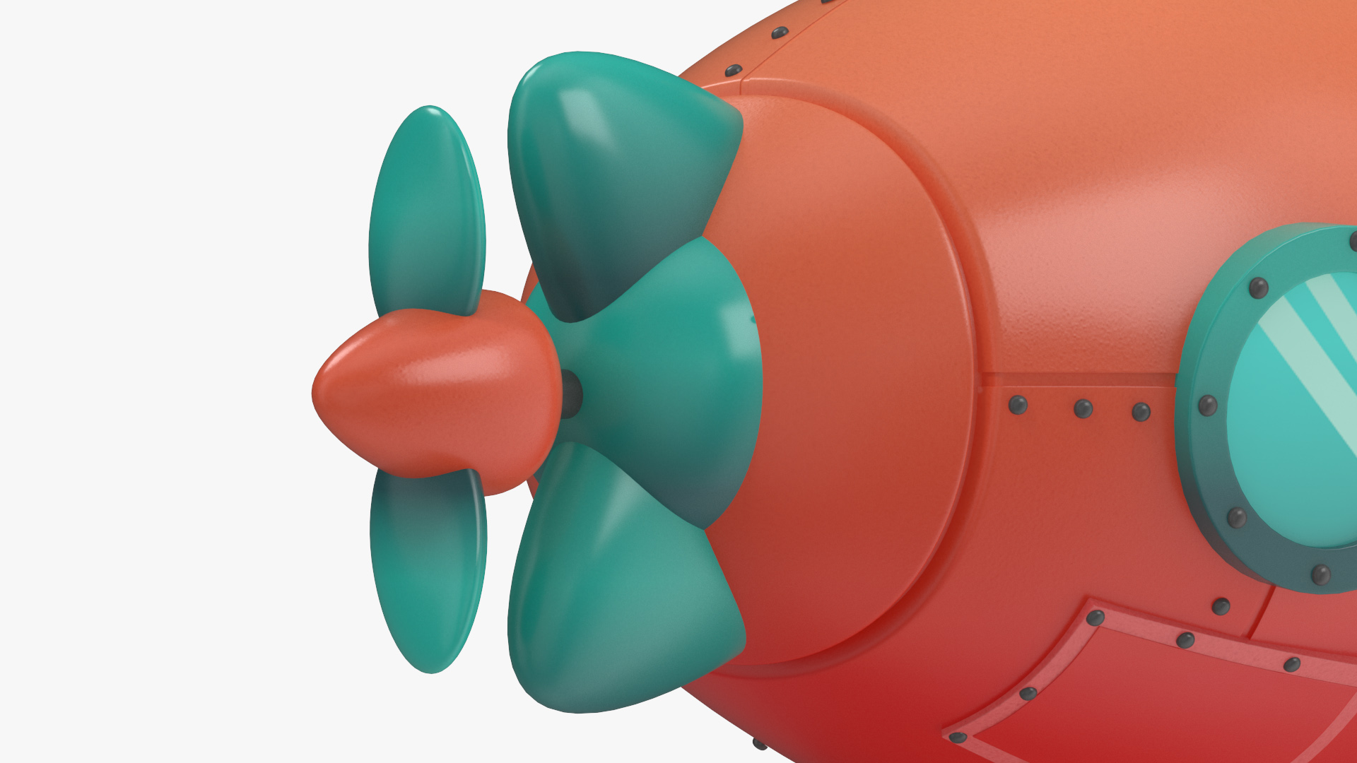 3D Cartoon Red Submarine